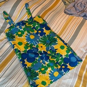 J. Crew 60’s Vintage Inspired Blue and Yellow Floral Mini